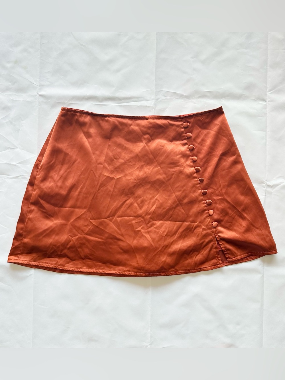 HYFVE burnt orange satin mini skirt, size medium